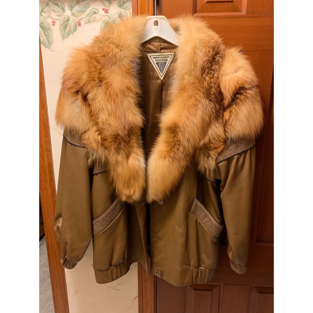 Vintage leather and fur coat
